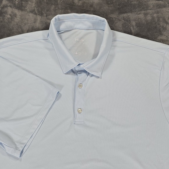 Huk Performance Polo Shirt Mens 2XL Blue Fishing Stretch Wicking Lightweight - Picture 1 of 8